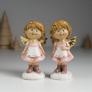 Фигурка полистоун «Ангелочек в розовом платье и фартуке», 4.5x3.5x9.5 см, МИКС