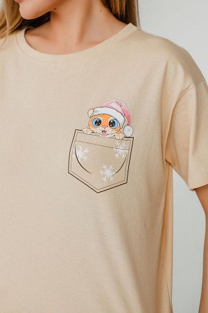 Пижама женская домашняя Тигрята бежевый