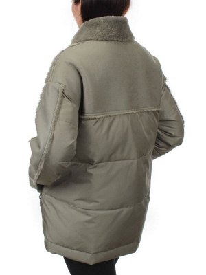 902 GRAY/GREEN Куртка зимняя облегченная женская (холлоффайбер 150 гр., искусственная дубленка)