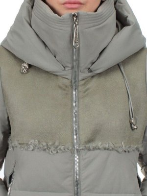 23-636 OLIVE Пальто зимнее женское (холлоффайбер 150 гр., искусственная дубленка)