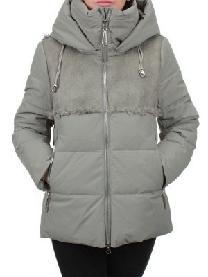 23-696 OLIVE Куртка зимняя женская (холлоффайбер 150 гр., искусственная дубленка)