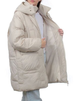 3061 GRAY/BEIGE Пуховик зимний женский (80% пух, 20% перо)
