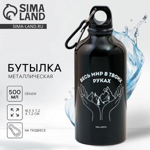 Бутылка для воды металлическая «Весь мир», 500 мл