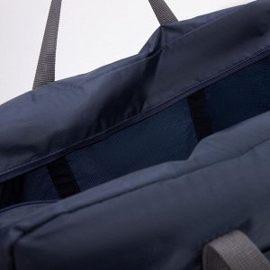 Сумка дорожная на молнии, наружный карман, держатель для чемодана, цвет синий