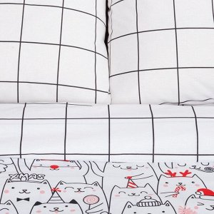 Постельное белье новогоднее Этель 1.5 сп Xmas cat 143*215 см, 150*214 см, 70*70 см - 2 штуки