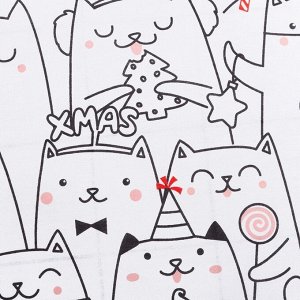 Постельное белье новогоднее Этель Евро Xmas cat 200*217 см, 240*220 см, 70*70 см - 2 штуки