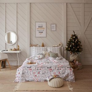 Постельное белье новогоднее Этель Евро Xmas cat 200*217 см, 240*220 см, 70*70 см - 2 штуки