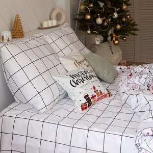 Постельное белье новогоднее Этель 1.5 сп Xmas cat 143*215 см, 150*214 см, 70*70 см - 2 штуки