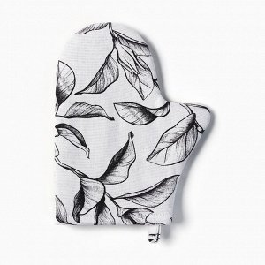 Варежка-прихватка Доляна Plant leaves 20х27 см, 100% хл, 250 г/м2