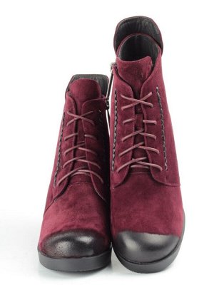 04-R179-3 BURGUNDY Ботинки зимние женские (натуральная замша, натуральный мех)