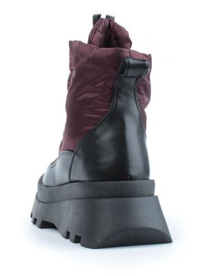 02-FAS16-4Z VINOUS/BLACK Дутики женские (искусственная кожа, плащевая ткань, шерсть)