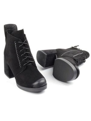 04-R179-1 BLACK Ботинки зимние женские (натуральная замша, натуральный мех)