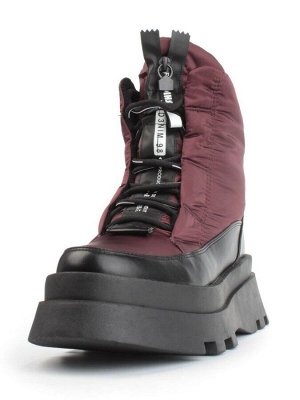 02-FAS16-4Z VINOUS/BLACK Дутики женские (искусственная кожа, плащевая ткань, шерсть)