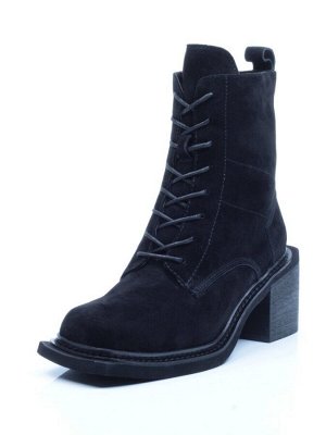 04-SE21W-2B BLACK Ботинки зимние женские (натуральная замша, натуральный мех)