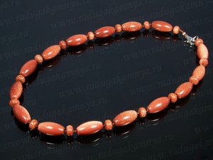 Колье на увеличение из самоцветов цилиндр гр.16*13мм, 50см