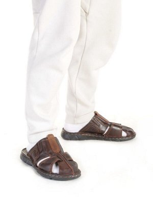 P2322-10 BROWN Тапочки мужские (натуральная кожа)