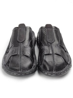 04-P2322-1 BLACK Сланцы мужские (натуральная кожа)