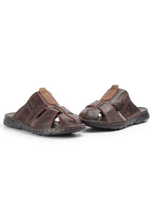 P2322-10 BROWN Тапочки мужские (натуральная кожа)