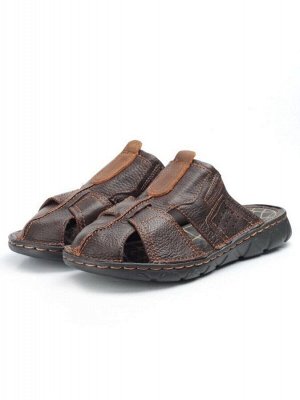 P2322-10 BROWN Тапочки мужские (натуральная кожа)