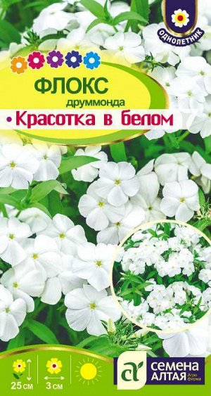 Цветы Флокс Красотка в белом Друммонда/Сем Алт/цп 0,1 гр.