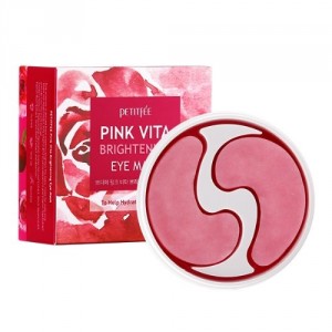 PETITFEE Pink Vita Brightening Eye Mask Осветляющие патчи для глаз на основе эссенции розовой воды   60шт