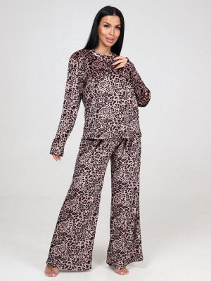 450 ЖЕНСКАЯ ПИЖАМА (брюки) (Коричневый леопард)