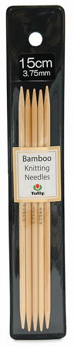KND060375 Tulip Спицы чулочные &quot;Bamboo&quot;  3,75мм / 15см, натуральный бамбук, уп.5шт.