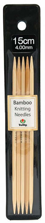 KND060400 Tulip Спицы чулочные &quot;Bamboo&quot;  4мм / 15см, натуральный бамбук, уп.5шт.