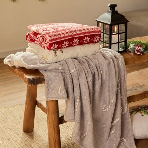 Плед светящийся в темноте "Этель" Candy cane 180*200 см,100% п/э, корал-флис, 220 гр/м2