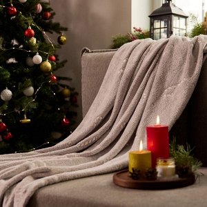 Плед светящийся в темноте "Этель" Candy cane 180*200 см,100% п/э, корал-флис, 220 гр/м2