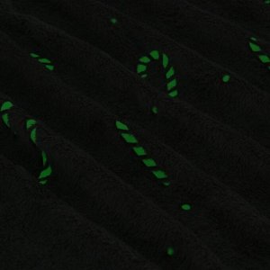 Плед светящийся в темноте "Этель" Candy cane 180*200 см,100% п/э, корал-флис, 220 гр/м2
