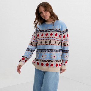 Джемпер вязаный новогодний KAFTAN Scandinavia размер, цвет голубой