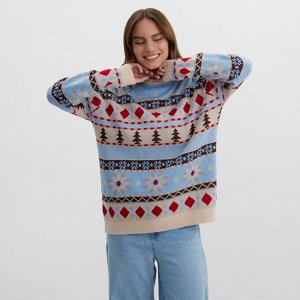 Джемпер вязаный новогодний KAFTAN Scandinavia размер, цвет голубой