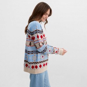 Джемпер вязаный новогодний KAFTAN Scandinavia размер, цвет голубой