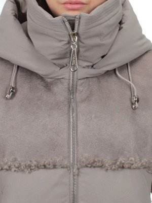 23-696 GRAY/BEIGE Куртка зимняя женская (холлоффайбер 150 гр., искусственная дубленка)