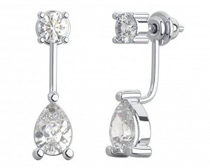 Серьги джекеты, куб.циркон., ЗК6001215