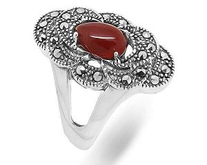 Кольцо из серебра агат, марказит, SL-AGA73