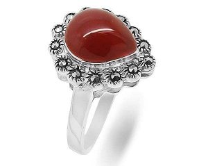 Кольцо из серебра агат, марказит, SL-AGA80
