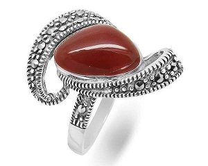 Кольцо из серебра агат, марказит, SL-AGA82