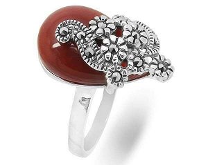 Кольцо из серебра агат, марказит, SL-AGA83