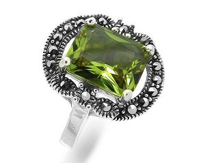 Кольцо из серебра марказит, султанит, SL-AGA4