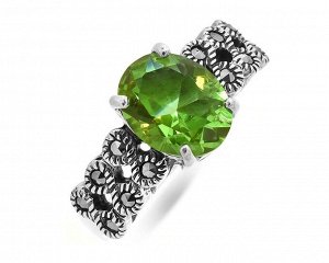 Кольцо из серебра султанит, марказит, SL-AGA803