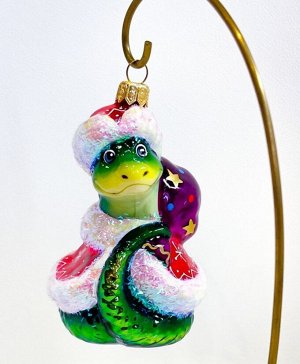 Елочная игрушка из стекла змея ариель