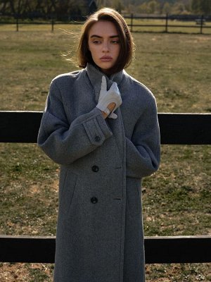 Пальто со спущенным плечом, R131/argint