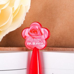 Ручка пластиковая с цветком «С праздником 8 Марта»