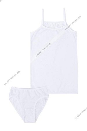Комплект детского нижнего белье для девочки на бретелях однотонное (белое) хлопок