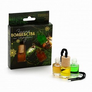Ароматизаторы в машину новогодние «Запах волшебства и сказки», ваниль, дыня, яблоко, набор 3 шт