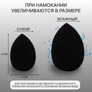Спонжи для макияжа, набор - 2 шт, 6 ? 4 см, увеличиваются при намокании, цвет чёрный