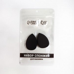 Спонжи для макияжа, набор - 2 шт, 6 ? 4 см, увеличиваются при намокании, цвет чёрный