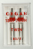 Иглы "ORGAN" 130\705 H TWIN для вышивания 80/3 для БШМ (2 иглы)